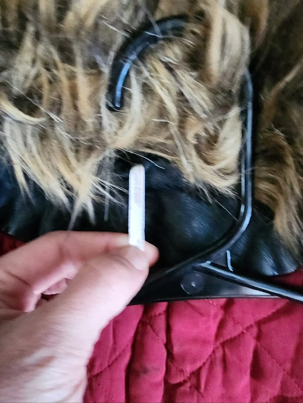 Free People Black Leather Jacket with Tan Faux Fur Collar